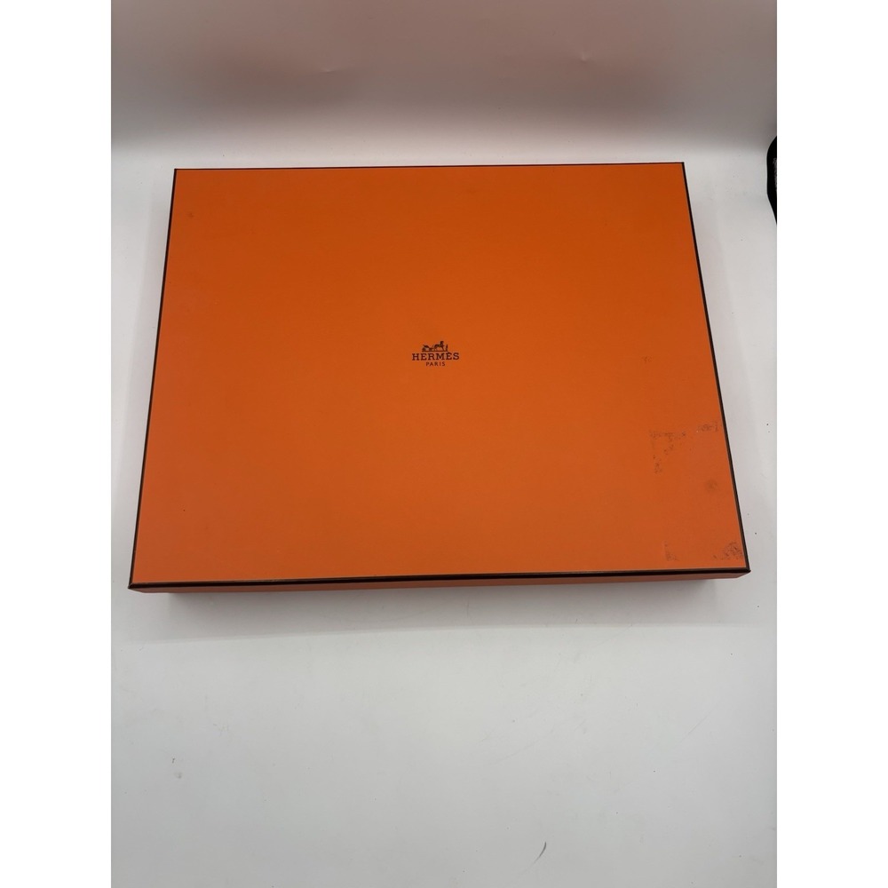 Hermes Empty Orange Box Tissue Pillow Stuffing Leather Booklet 14"x11"x2.25"
